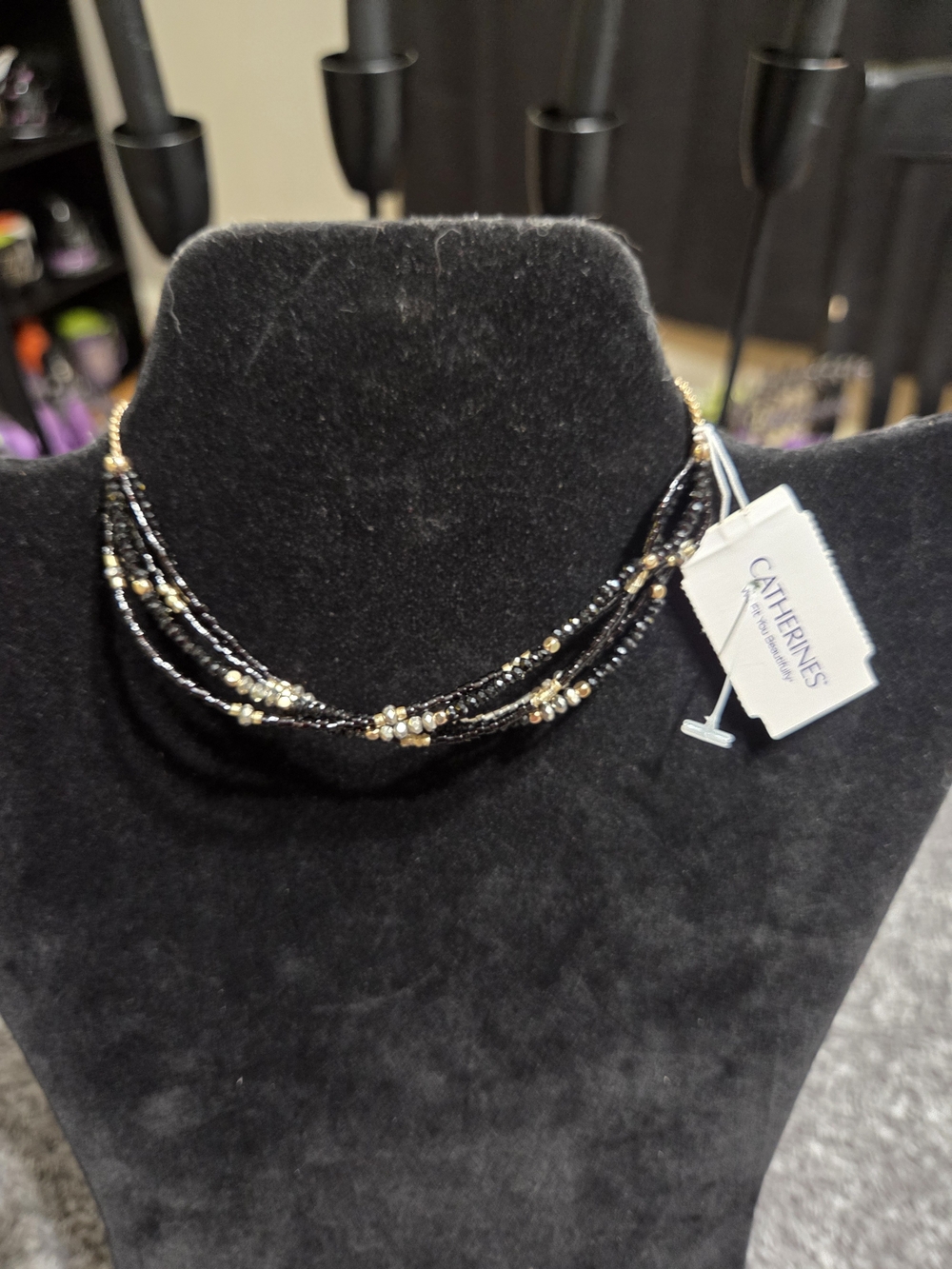 Catherines Black and Gold Multi-Strand Beaded Bracelet